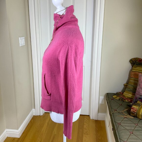 Max Studio Sweater Cashmere Turtleneck Dusty Pink Front Pouch (M) - Picture 2 of 7